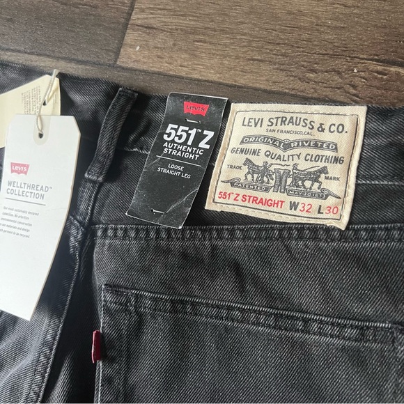 Levi's Men's Wellthread 551Z Straight Denim Jeans Washed Black Size 32x30 NEW - Picture 2 of 9
